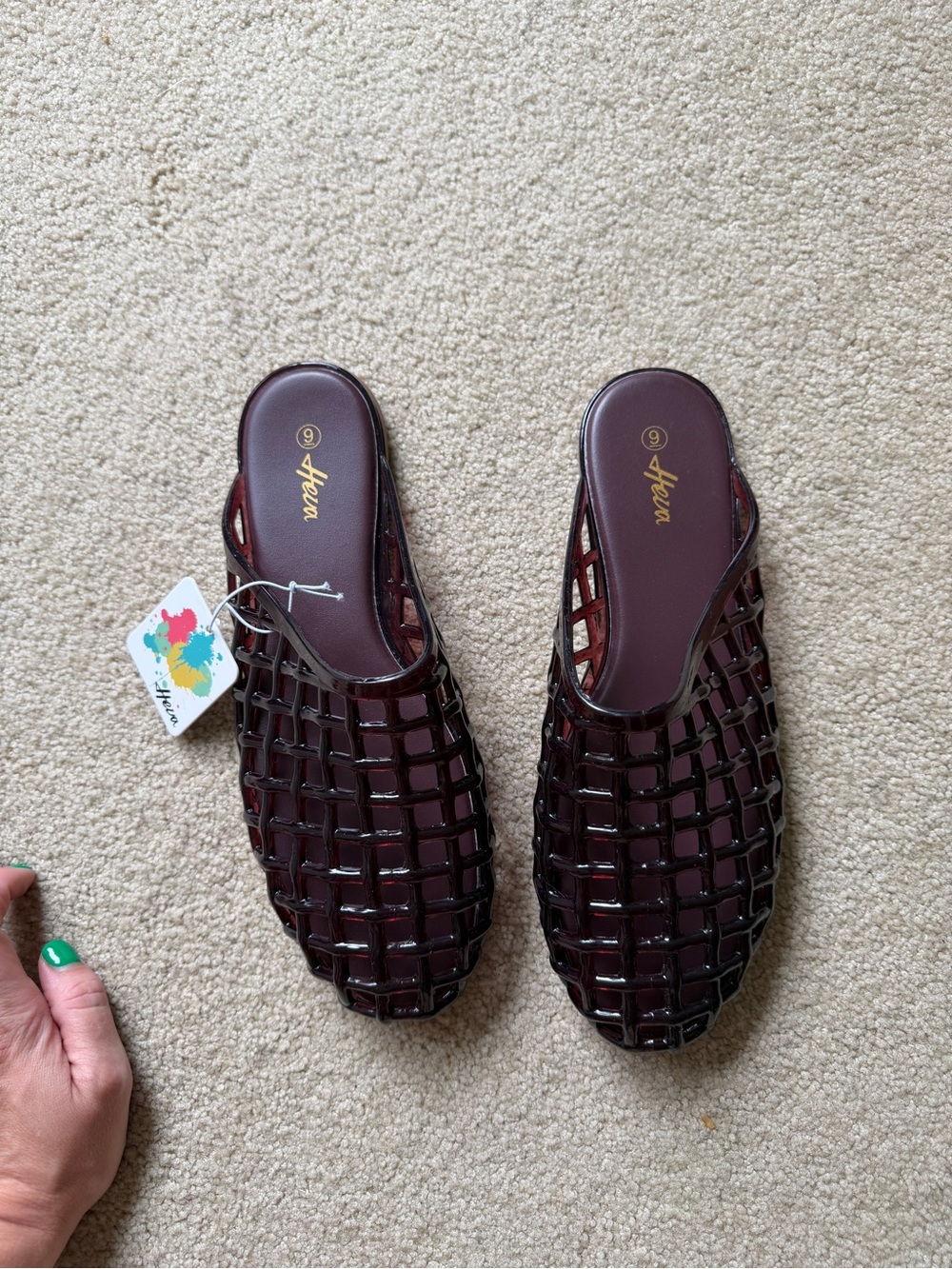 Women’s Wine Red Jelly Slip-On Shoes - Picture 2 of 4